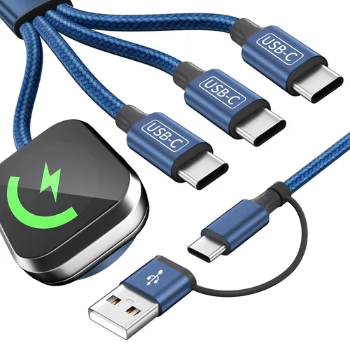 Vista 18 de Cruise Essentials Cable de Carga 4 en 2 para Cargador Apple iWatch/iPhone 17/Lightning/Micro, Cable Cord de Carga Múltiple de Viaje Compatible