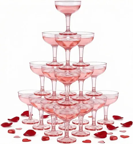Vista 11 de Zopeal 50 Piezas Copas de Champán de 5 oz Copas de Martini de Plástico Irrompible Copas de Vino Desechables Apilables con Tallo Copas Coupe