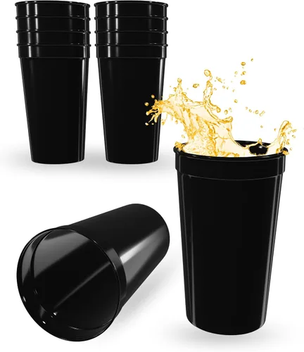 Vista 72 de PartyPrints Paquete de 100 vasos de plástico en blanco reutilizables de 10 a 12 onzas, vasos de estadio a granel, sin BPA, aptos para lavavajillas