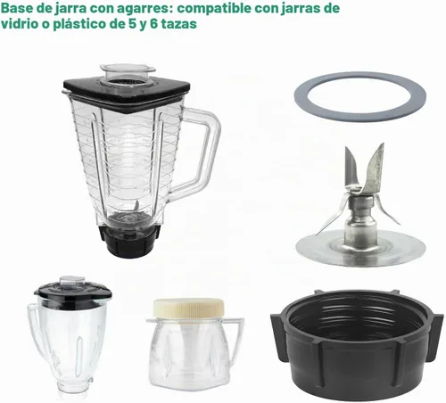 Vista 6 de Para piezas de repuesto Oster Blender Ice Blade con tapa base de tarro y dos juntas de junta tórica de goma, kit de actualización compatible