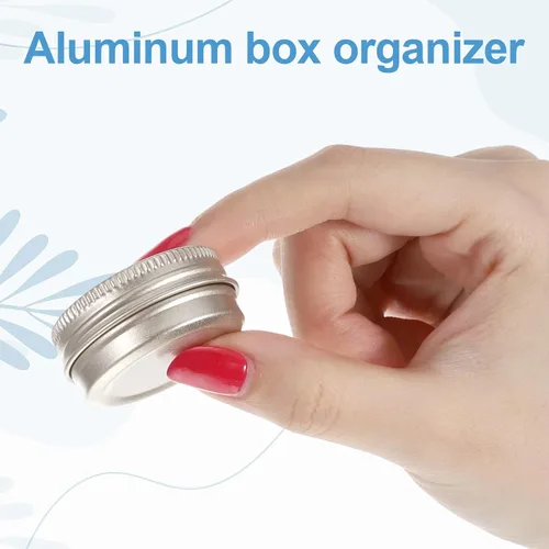 Vista 3 de Paquete de 6 tarros de lata de aluminio de 0.5 onzas, mini latas para ungüentos, mini lata recargable a prueba de fugas, tapa de rosca, recipientes