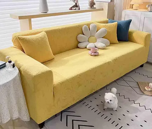 Vista 7 de Funda elástica para sofá de 1 pieza, protector de muebles, suave con parte inferior elástica para niños, tela jacquard de poliéster, elastano