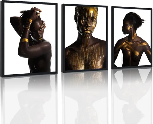 Vista 59 de MAMAGO Lienzo decorativo para pared, pintura de belleza dorada y negra, fotos de mujeres africanas, hermosos pósteres de mujer negra, impresiones