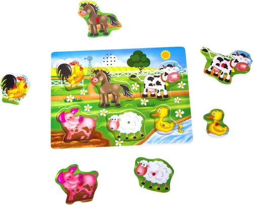 Vista 2 de Rompecabezas de sonido de animales de granja, rompecabezas de voz, rompecabezas de madera con sonido para niños pequeños y preescolares a partir
