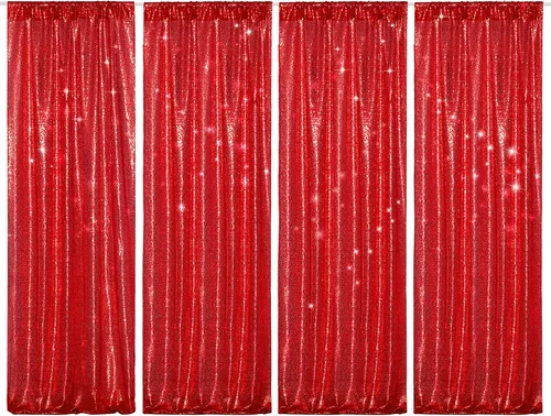 Vista 14 de PartyDelight Cortinas de fondo de lentejuelas color azul bebé, 2 paneles de 2 x 8 pies, alta densidad de 0.118 in, fondo de lentejuelas brillantes