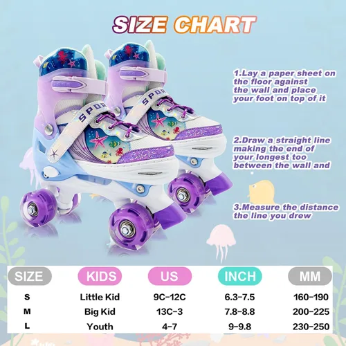 Vista 4 de Kids Roller Skates for Girls Boys Púrpura (Purple Ocean)