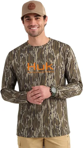 Vista 55 de HUK Camisa de manga larga Icon X para hombre, camisa de pesca de alto rendimiento Azul celeste