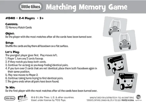 Vista 6 de TCG Toys Little Tikes - Juego de cartas a juego de memoria - Con 72 piezas a todo color - Promueve y mejora la memoria y las habilidades