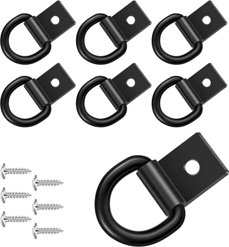 Vista 8 de garini Anclajes de amarre de anillo en D negro, 4 anillos en D resistentes con tornillos
