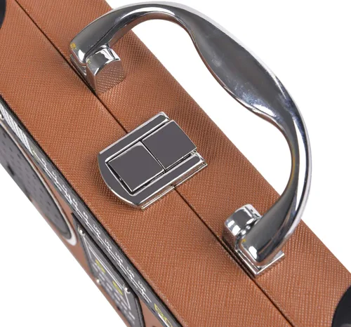 Vista 7 de QZUnique Bolso de hombro en forma de cinta con grabador de radio PU Crossbody bolso de noche retro para mujer, bolso de mano