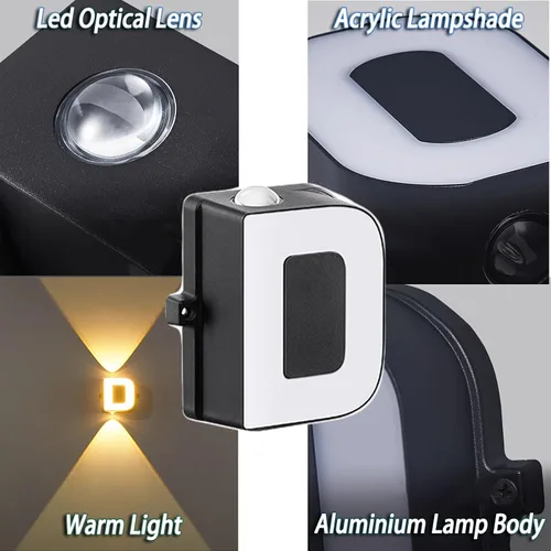 Vista 5 de Aplique de pared con letras para exteriores, aplique de pared LED, blanco cálido, impermeable, iluminación exterior para decoración de casa Letra A