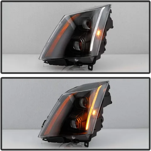 Vista 5 de ACANII - Para [Modelo Halógeno] 2008-2014 Cadillac CTS Conjunto de Faros Delanteros LED de Tubo Proyector Switchback con Carcasa Negra