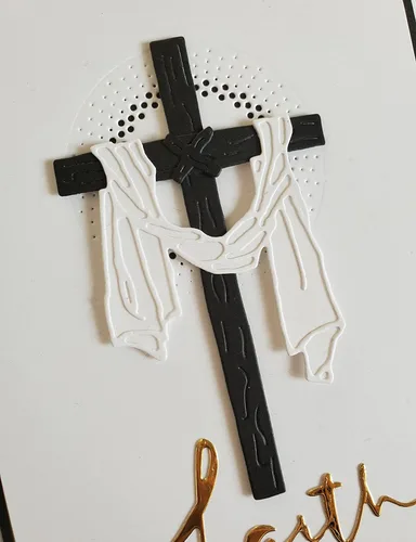 Vista 6 de Troqueles de metal con cruz de Pascua feliz, marco de crucifixión en 3D, plantillas de manualidades, tarjetas de corte para manualidades