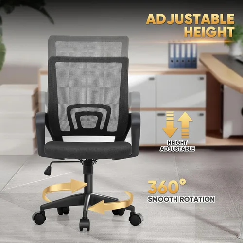 Vista 6 de Magshion Silla ergonómica de escritorio de oficina, silla de computadora de malla con respaldo medio, silla giratoria con respaldo transpirable