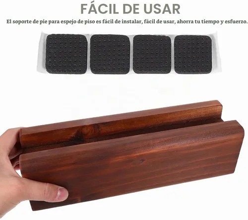 Vista 6 de Uonlytech - Base de espejo de piso de madera para soporte de longitud completa para marco de fotos de piso, marco de fotos, pintura fácil