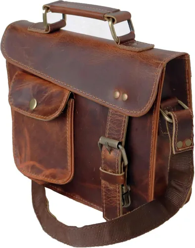Vista 3 de jaald Bolso de mensajero de cuero pequeño bolso de hombro bolso de mensajero vintage para mujeres y hombres bolso (7 x 9)