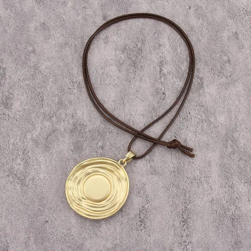 Vista 6 de Collar largo de cuero para mujer, estilo bohemio, círculo, retro, colgante, joyería para mujer