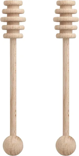 Vista 12 de HIC Kitchen Tarro de miel de vidrio con tapa y cuchara de miel, vidrio de borosilicato y madera de haya Vidrio/Madera