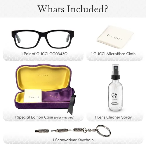 Vista 3 de Gucci GG0343O - Lentes de moda de diseñador con montura rectangular con kit eSHADES de lujo, abraza la sofisticación y la elegancia, NegroVerdeRojo
