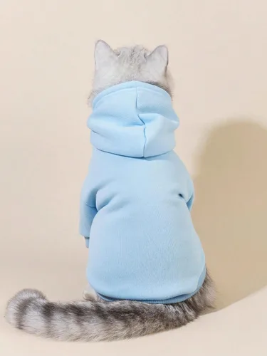 Vista 2 de QWINEE Sudadera básica con capucha para perro, suéter cálido para gatos, ropa para mascotas para Chihuahua, cachorro, gatito, perros pequeños