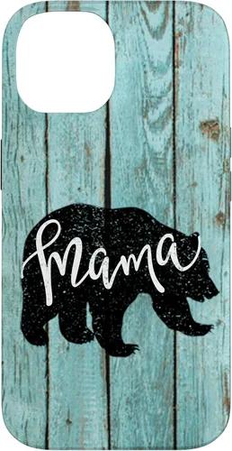 Vista 4 de Turquoise Woodgrain Rustic Farmhouse Shiplap Wood Mama Bear Case for iPhone 17
