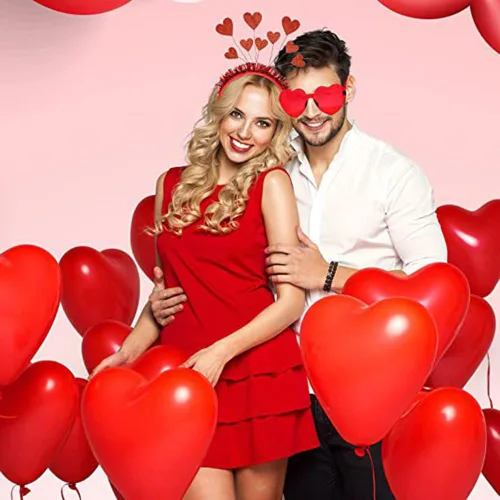 Vista 5 de ROMODIYA Diadema de corazón para el día de San Valentín, bandas para el cabello con lentejuelas de corazón rojo con purpurina, accesorios