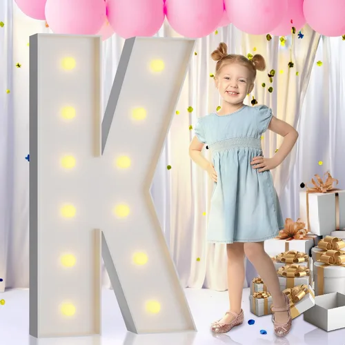 Vista 66 de IMPRSV Letras de mosaico iluminadas de marquesina, 4 pies para globos y fiestas, decoración de kit de arco