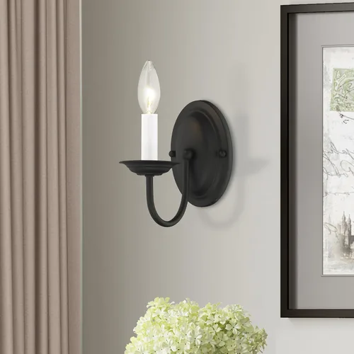 Vista 10 de Livex Lighting 4151-04 Home Basics Aplique de Pared Negro de 1 Luz