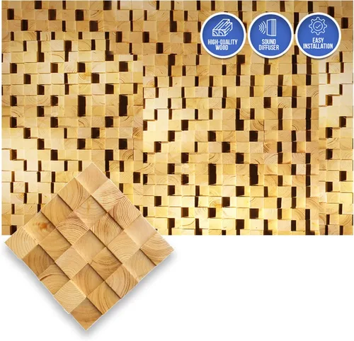 Vista 27 de Arrowzoom 1 Panel de arte de pared de madera de Finlandia de alto grado estilo bloque estético Difusor de sonido acústico STC 27 Home Studio