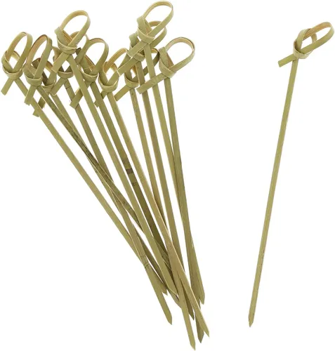 Vista 4 de Royal Juego de 100 púas de cóctel y hors' D'oeuvre de Bamboo Knot de 4.5 pulgadas