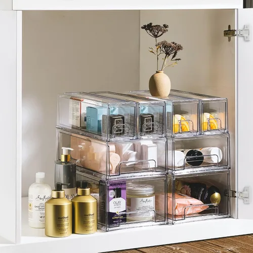 Vista 6 de Sorbus - Cajones para refrigerador, transparentes, apilables, contenedores organizadores extraíbles para cocina, congelador, tocador