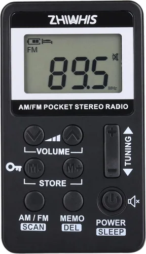 Vista 8 de ZHIWHIS Radio portátil, receptor AM FM con temporizador de sueño, radios estéreo recargables con reloj digital, sintonizador DSP con función