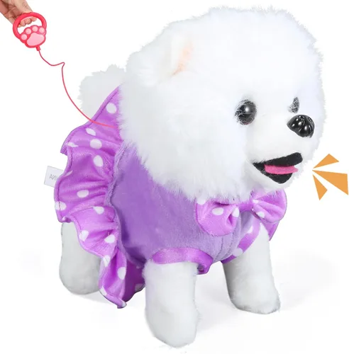 Vista 7 de Juguete de Cachorro de Peluche Interactivo que Camina, Perro Robot Electrónico con Control Remoto Cola Realista que Menea, Juego de Aseo Rico