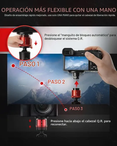 Vista 2 de IFOOTAGE Mini trípode de escritorio de aluminio Cobra 3 Base para cámara