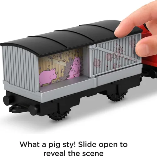Vista 4 de Thomas & Friends Tren de Juguete Motorizado Hablante Motor James con Sonidos y Frases y Vagón de Carbón para Juego de Fantasía Preescolar Niños