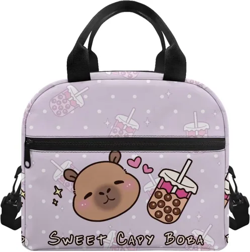 Vista 16 de doginthehole Bolsa de almuerzo de noche estrellada para mujeres y niñas, bolsa de almuerzo con correa ajustable para el hombro con estampado