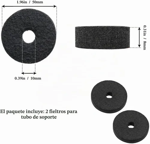 Vista 5 de Juego de accesorios de platillos de 21 piezas, fundas de soporte, fieltros, arandelas y tuercas de ala para batería (negro)