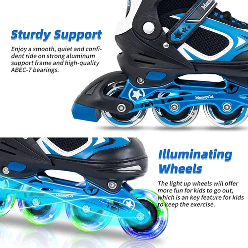 Vista 15 de MammyGol Patines en línea ajustables para niños y niñas, patines con ruedas iluminadas de 4 a 16 años