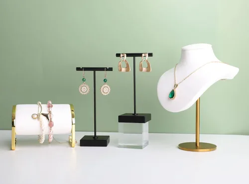 Vista 2 de BanST - Soporte de metal en forma de T para exhibir aretes y joyas, expositor de fotografía para mostrar
