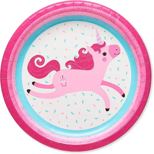 Vista 12 de American Greetings Suministros de fiesta de unicornio, platos de postre de papel (40 unidades)