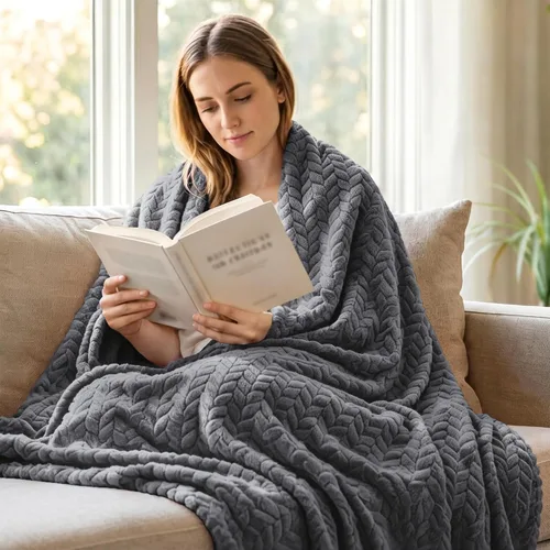 Vista 2 de Exclusivo Mezcla Manta de cama de forro polar suave, tamaño Queen Gris Oscuro