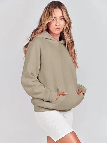 Vista 154 de ANRABESS - Sudaderas con capucha para mujer, sobre talla, de vellón de manga larga, modelo de 2024, para otoño