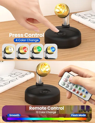 Vista 5 de KINDEEP Focos para interiores con control remoto: iluminación ascendente a batería, luces LED inalámbricas, temporizador y regulable, focos pequeños