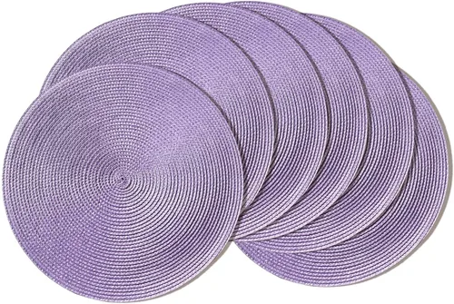 Vista 30 de AHHFSMEI Juego de 6 manteles individuales redondos trenzados de 15 pulgadas para mesas de comedor, tejido natural, resistentes al calor, color beige