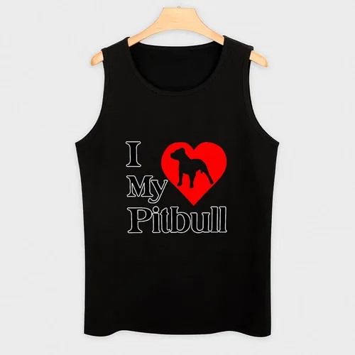 Vista 3 de I Heart My Pit Bull Dog Men's Cotton Vest Gym Tank Tops Muscle Casual Sleeveless Tees Shirts
