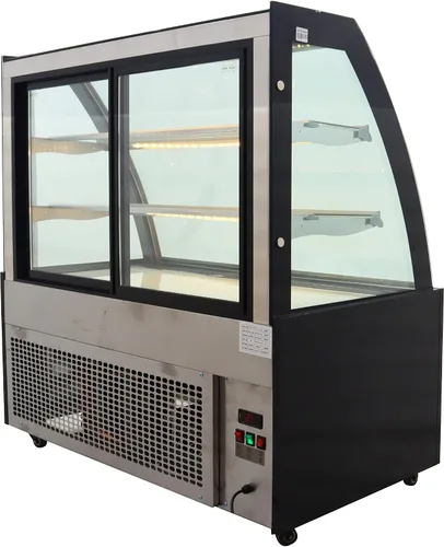 Vista 6 de INTBUYING 220V 46inch vidrio refrigerado pastel escaparate panadería vitrina gabinete piso arco en forma de arco puerta trasera