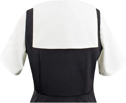 Vista 4 de DAZCOS Disfraz de cosplay para mujer, uniforme escolar, color negro y blanco