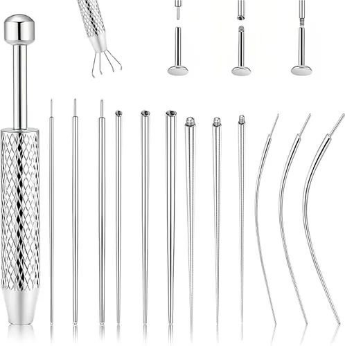 Vista 9 de Herramienta de Agarre de Bola Cónica para Perforación para Reemplazo de Joyería - Herramienta Aplicadora de Aretes de Acero Inoxidable con Parte