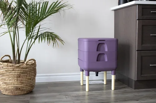 Vista 9 de FCMP Outdoor - The Essential Living Composter, contenedor de vermicompostador de gusanos de 2 bandejas (HF-LC4000v2-PUR) Ciruela