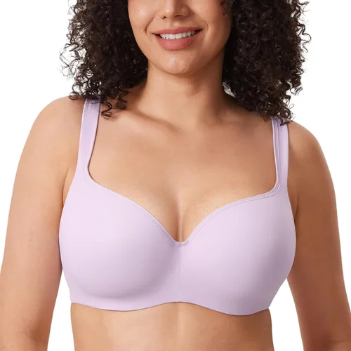 Vista 12 de DELIMIRA Brasier tipo balconette para mujer, cobertura completa, talla grande, con varillas, espalda suave, sin costuras
